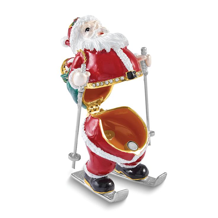 HITTING THE SLOPES Skiing Santa Trinket Box