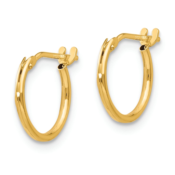 14K Yellow Gold Polished 1mm Hoop Earrings