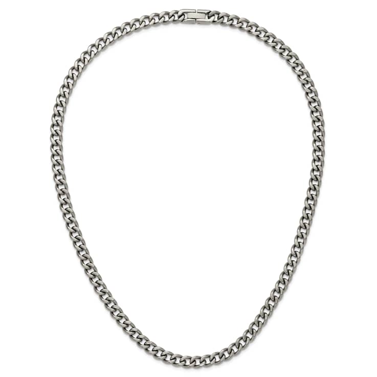 Titanium 7.5mm Solid Polished Curb 22 Inch Chain