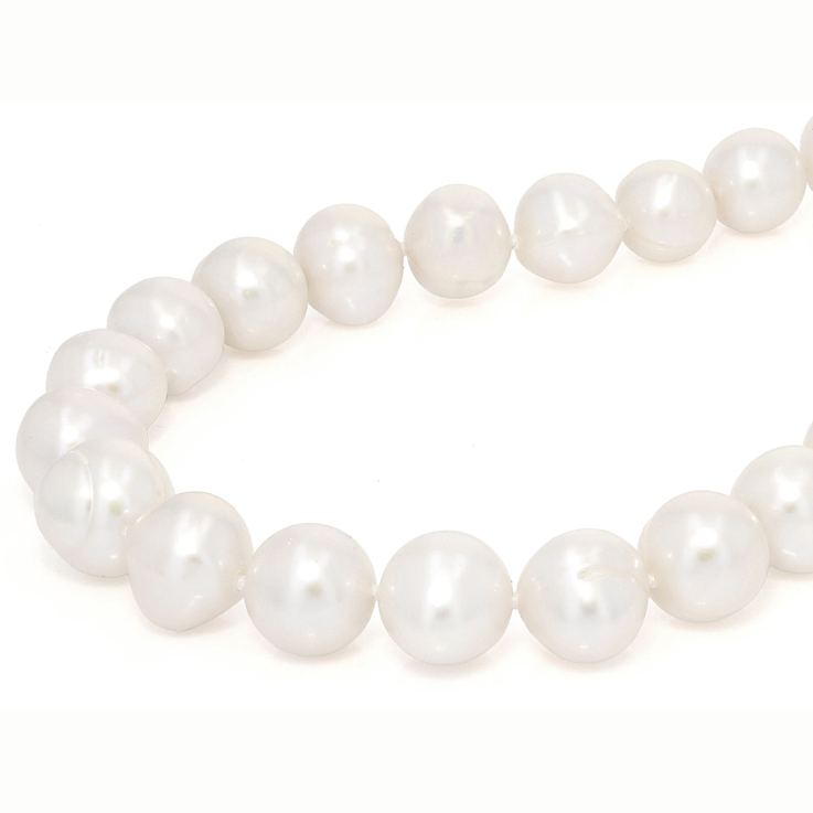 Freshwater Pearl Beaded Necklace In Sterling Silver
