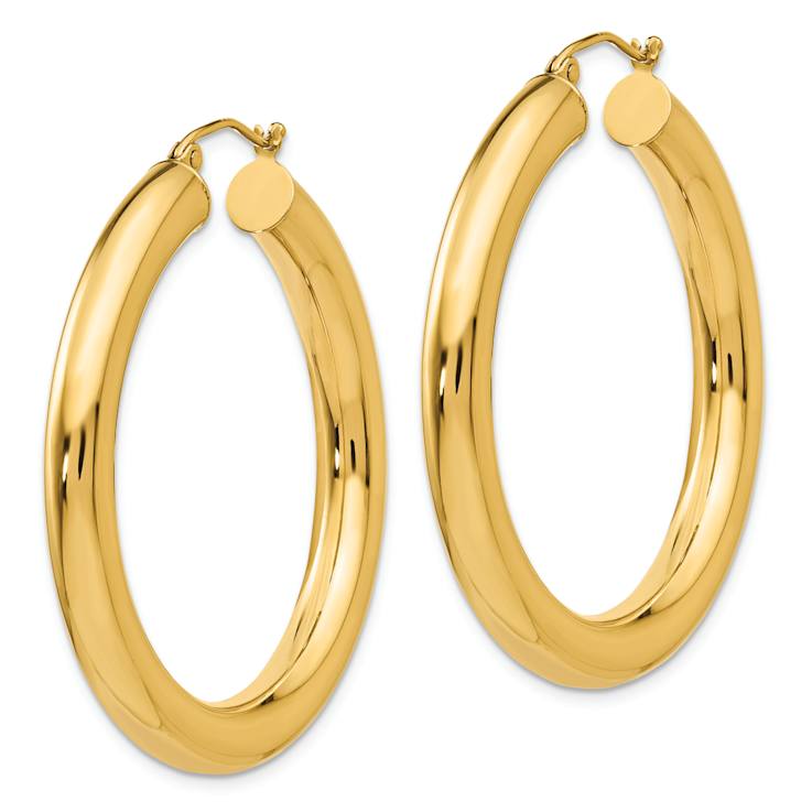 14k Yellow Gold Polished 1 9/16" Hoop Earrings