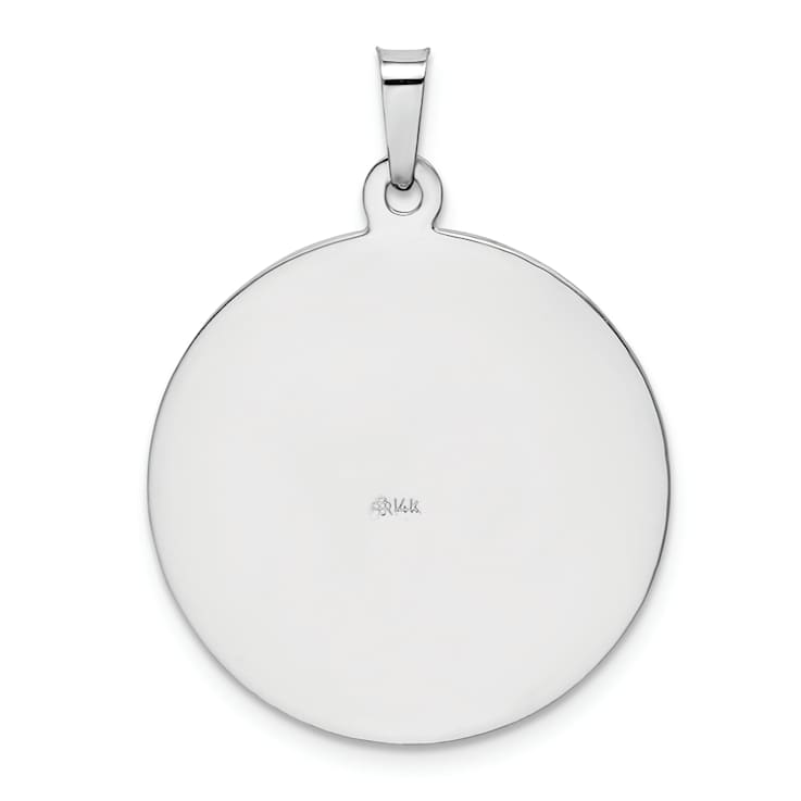 Rhodium Over 14k White Gold Satin and Textured Saint Jude Medal Pendant