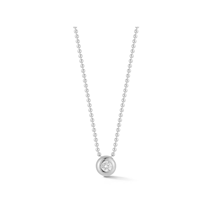 Sterling Statements Rhodium Over Sterling Silver Round CZ Solitaire
Necklace with Bead Chain