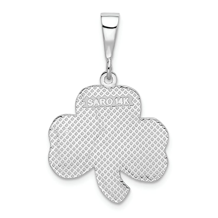 Rhodium Over 14K White Gold Trinity Clover Pendant