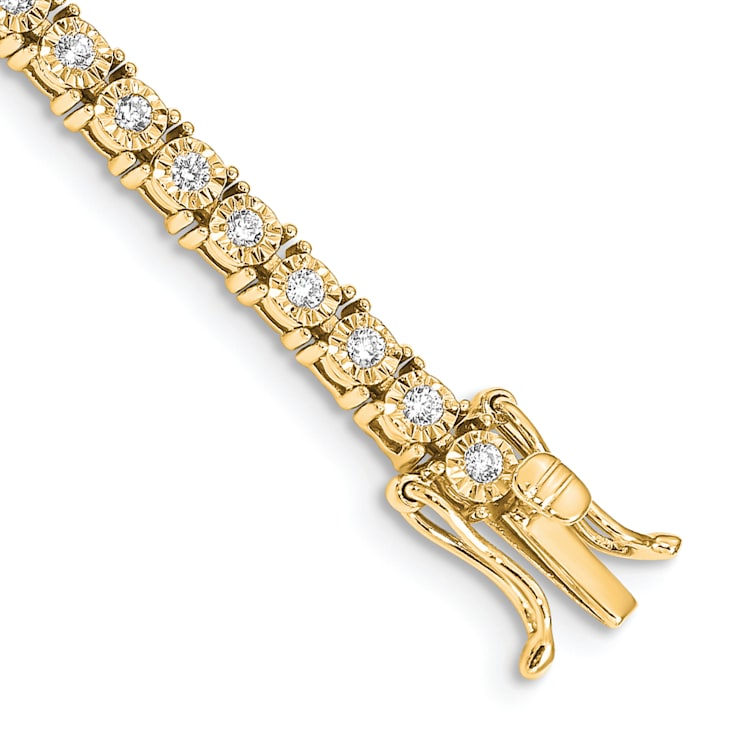 14k Yellow Gold Illusion Setting Diamond Bracelet