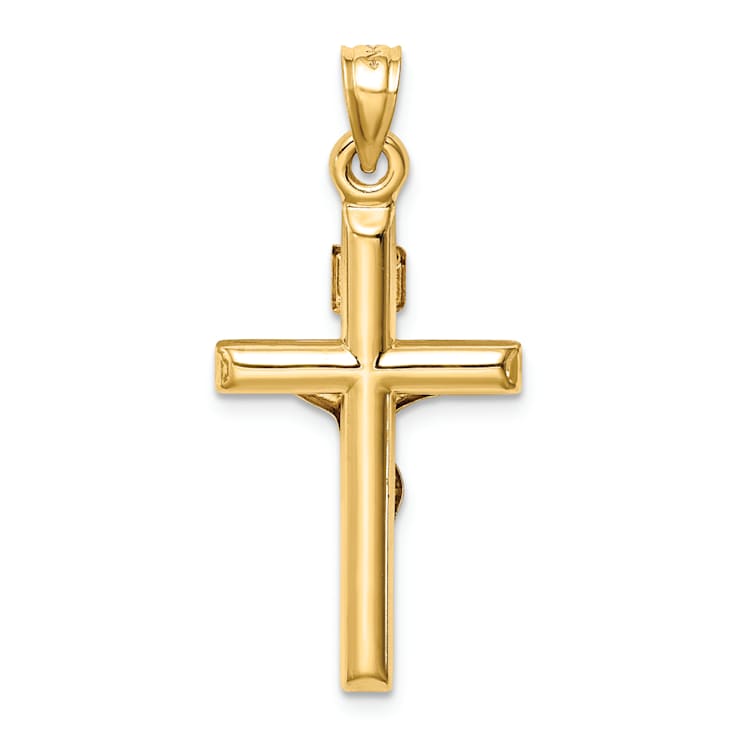 14K Yellow and White Gold Hollow Crucifix Pendant