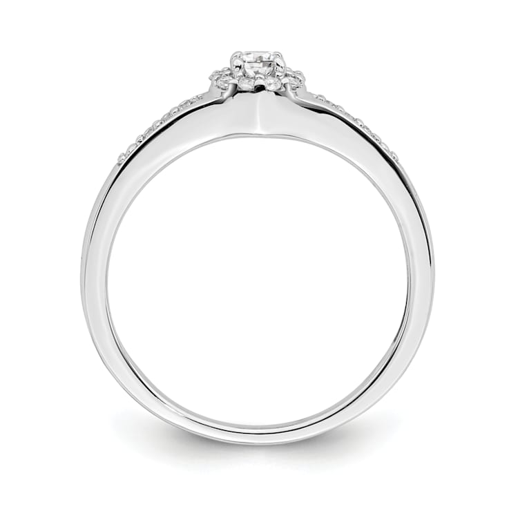 Rhodium Over 10K White Gold Lab Grown Diamond Cluster Engagement Ring 0.211ctw
