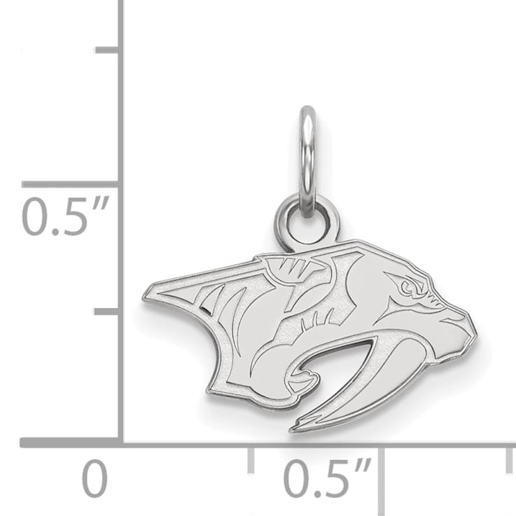 Rhodium Over Sterling Silver NHL LogoArt Nashville Predators Extra Small Pendant