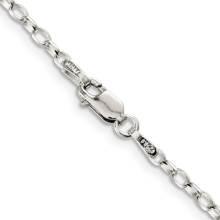 Sterling Silver 2.5mm Oval Rolo Chain Bracelet