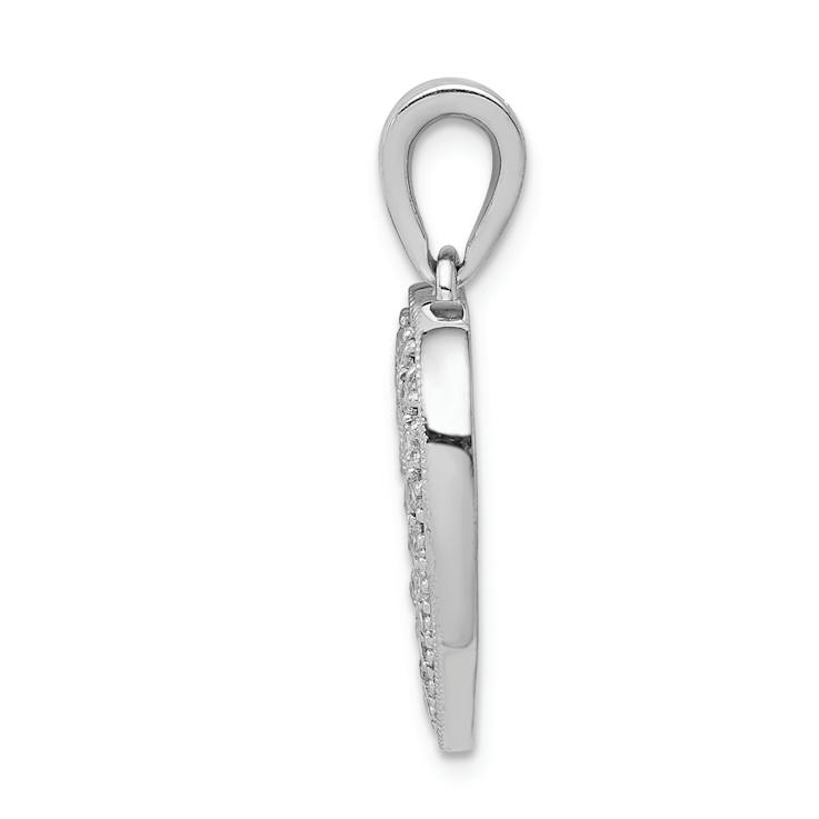 Rhodium Over 14k White Gold Diamond Heart Pendant