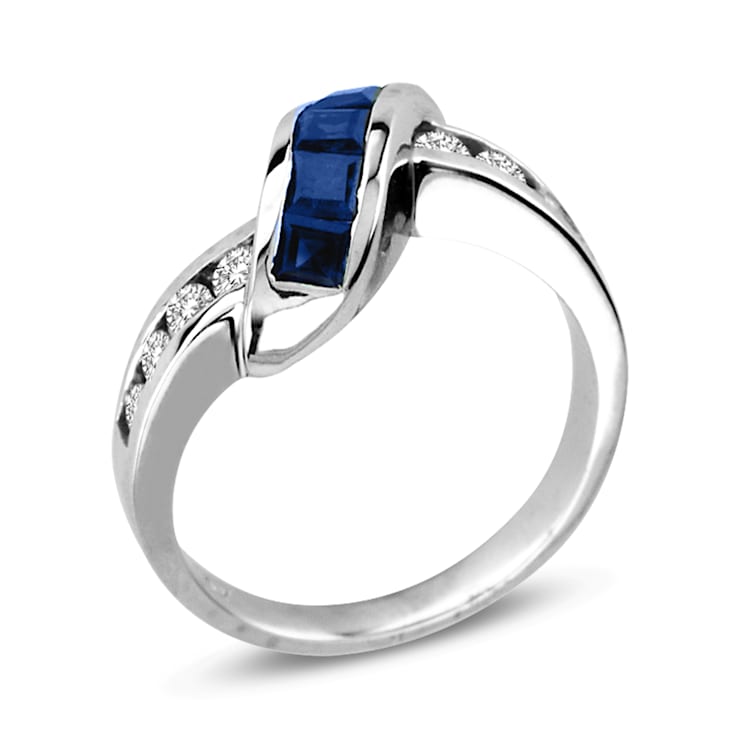 1.08ctw Sapphire and Diamond Ring in 14k White Gold