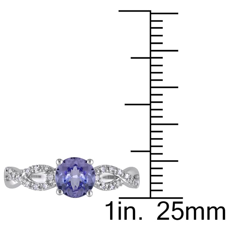 Tanzanite and Diamond 10K White Gold Ring 1.08ctw