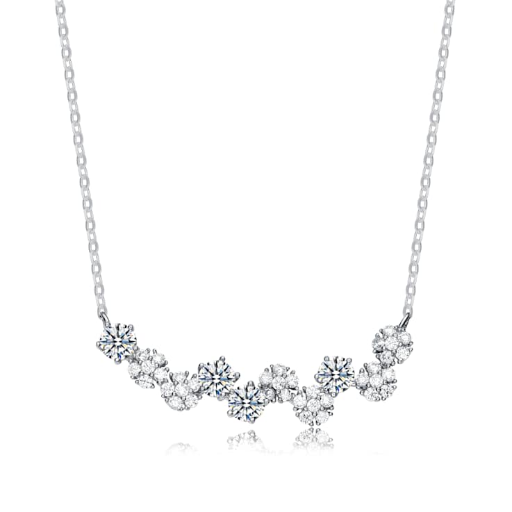 CZ Garland Bar Necklace In Sterling Silver
