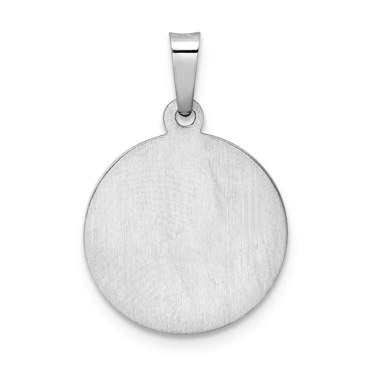 Rhodium Over 14k White Gold Polished and Satin St. Michael Medal Pendant