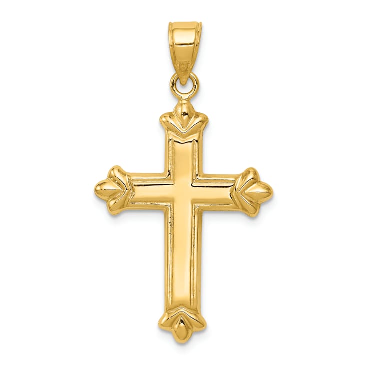 14K Yellow Gold Reversible Diamond-cut Cross Pendant