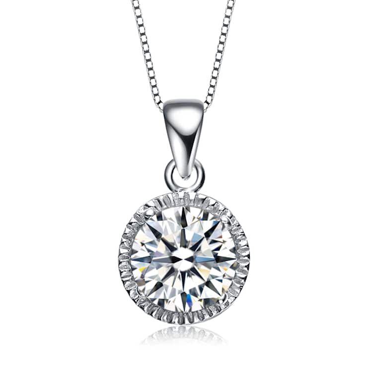 CZ Solitaire Pendant In Sterling Silver