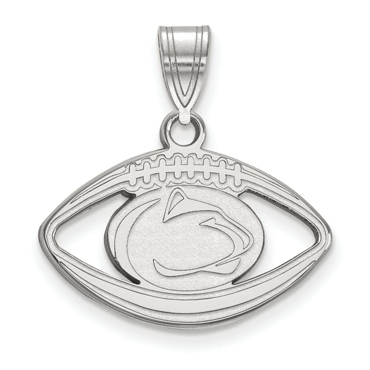 Rhodium Over Sterling Silver LogoArt Penn State University Football Pendant