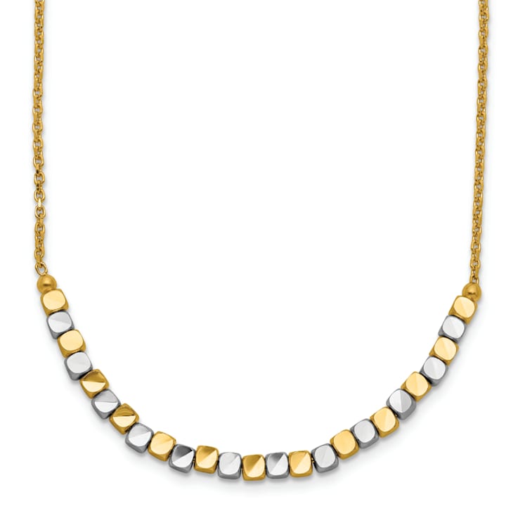 14K Two-tone Beaded 18-inch Necklace