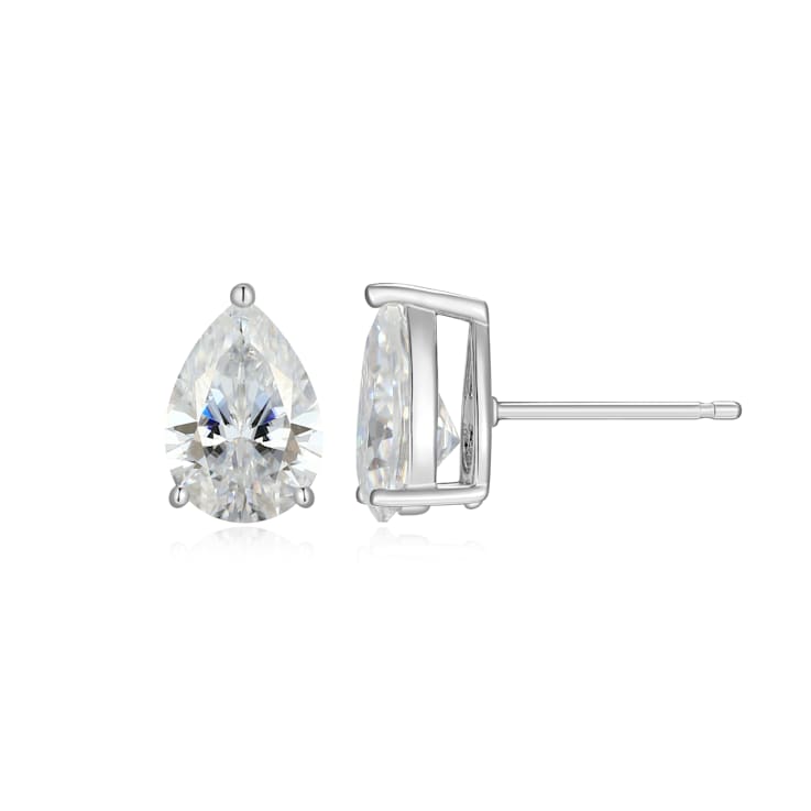 Pear Shape Moissanite Platineve Stud Earrings 4.20ctw DEW