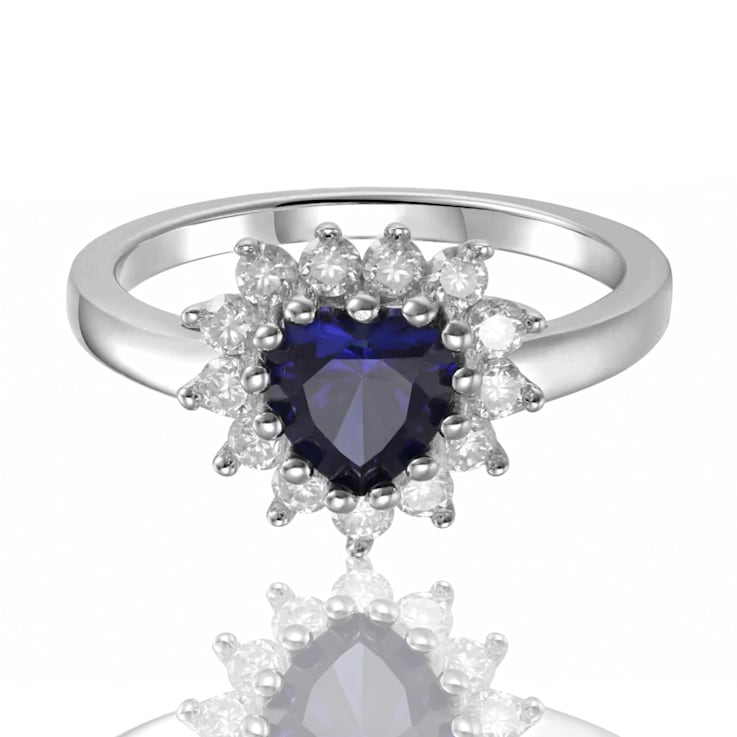 Blue Lab Created Sapphire Heart Shaped ring with White Topaz Accents
Sterling Silver Ring