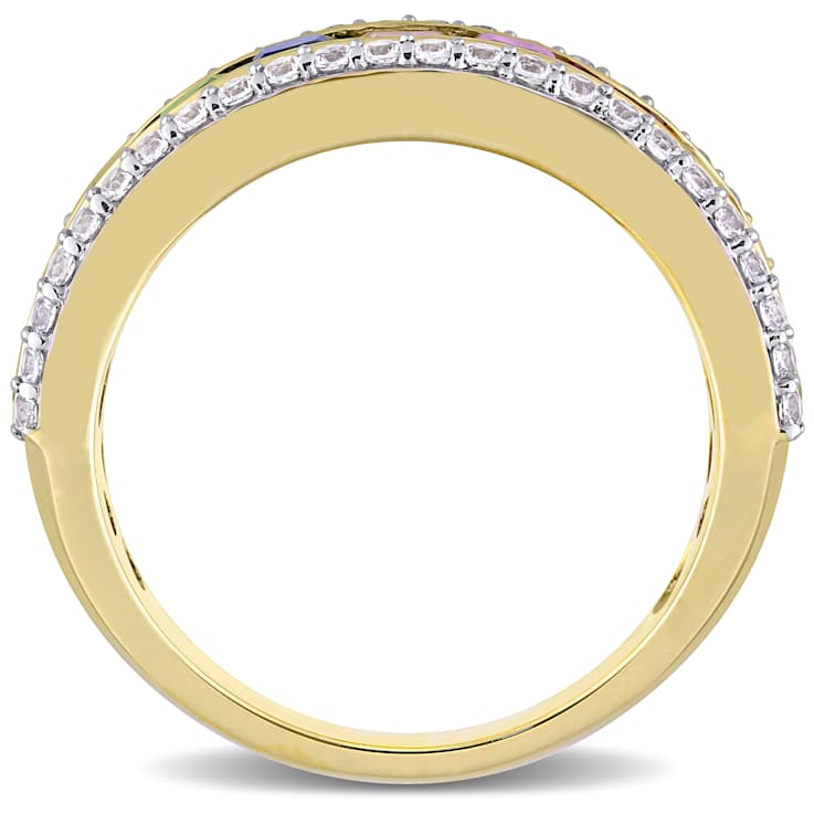 Multi Color Sapphire 14K Yellow Gold Ring 3.01ctw