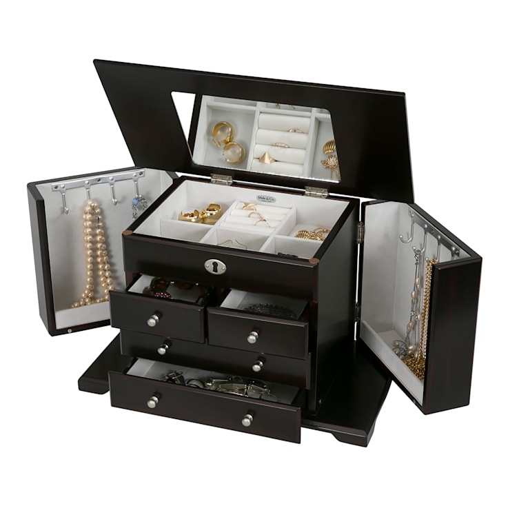 Mele and Co Ellington Wooden Jewelry Box in Mahogany Finish