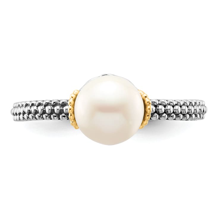 14K Gold Over Sterling Silver Stackable Expressions 7.0-7.5mm White
Freshwater Cultured Pearl Ring