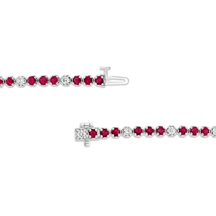 3.09ctw Ruby and Diamond  Bracelet in 14k White Gold
