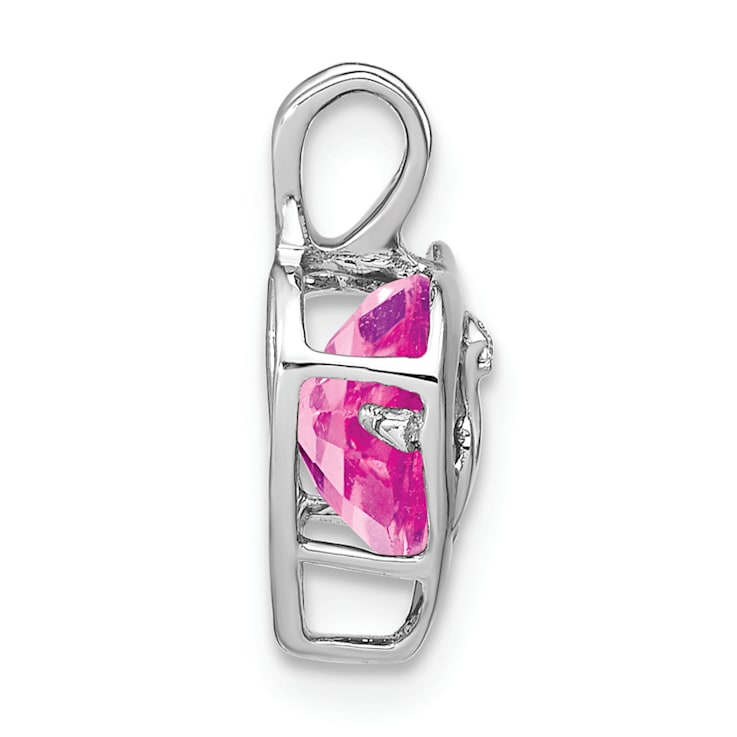 Rhodium Over 14k White Gold Lab Created Pink Sapphire and Diamond Mom
Heart Pendant