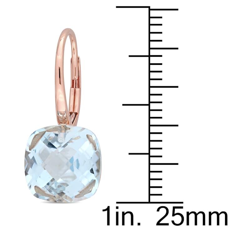 Sky Blue 14K Pink Gold Earrings 10.50ctw