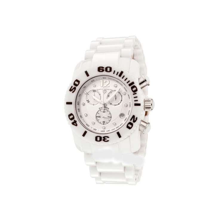 Swiss Legend Women's Commander White Ceramic Band Watch