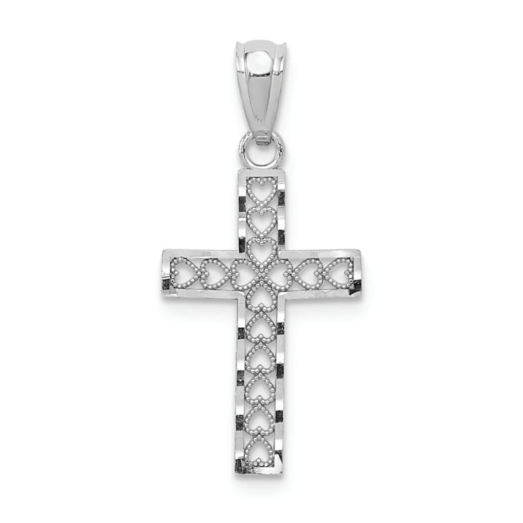 Rhodium Over 14K White Gold Cross Pendant