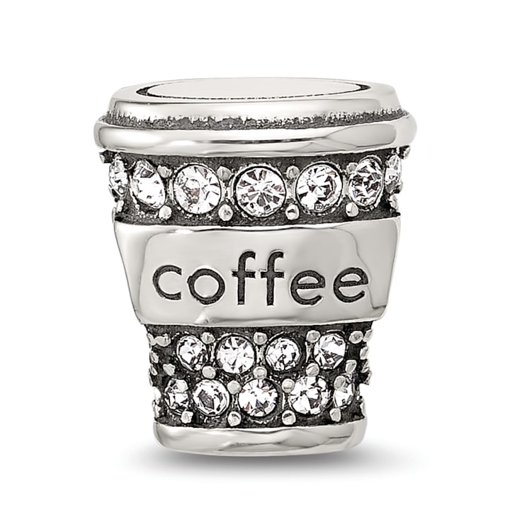 Sterling Silver Crystal To-Go Coffee Cup Bead