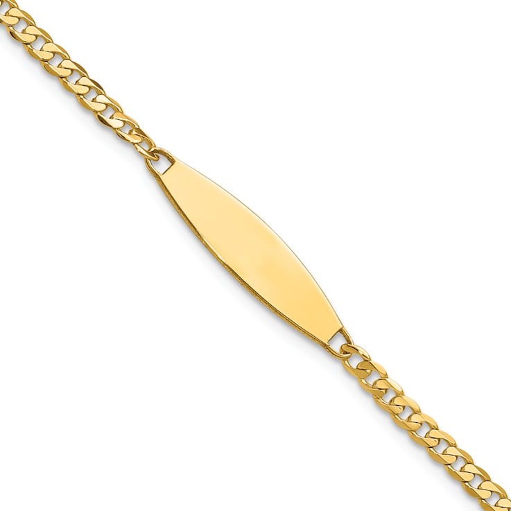 14k Yellow Gold Curb Link ID Bracelet