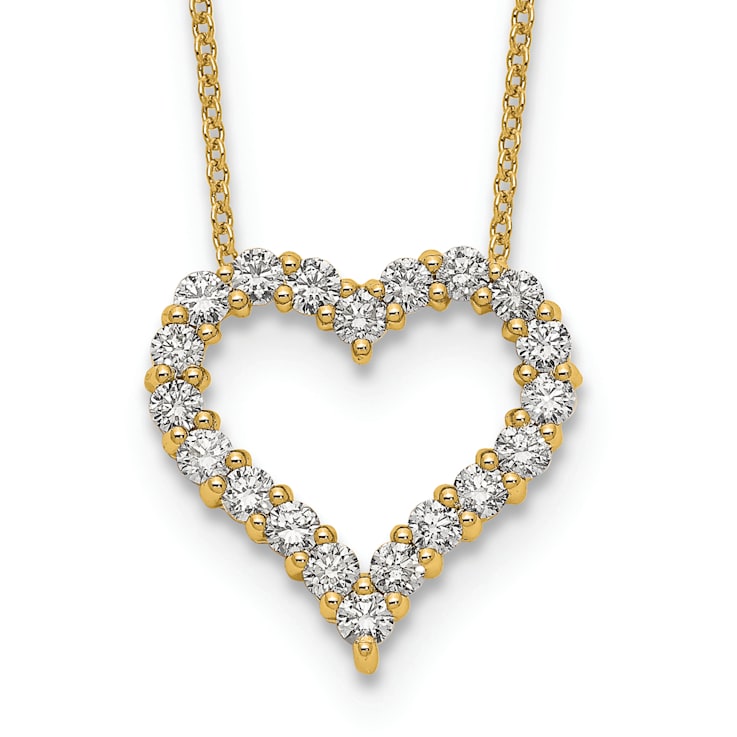 14K Yellow Gold Lab Grown Diamond Heart 18 Inch Necklace