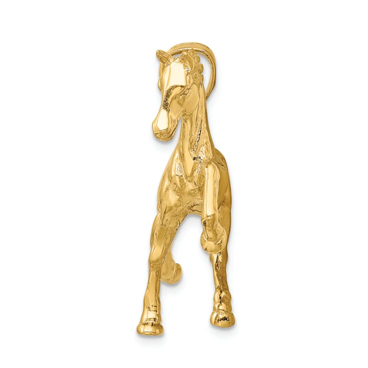 14k Yellow Gold 3D Polished Horse pendant
