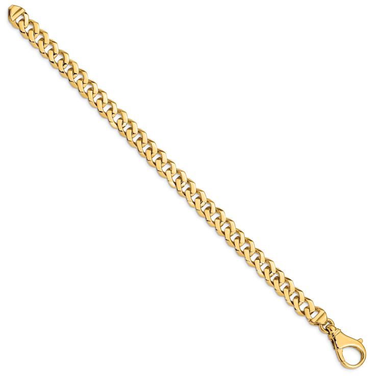 10k Yellow Gold 8mm Hand-polished Fancy Curb Link Bracelet