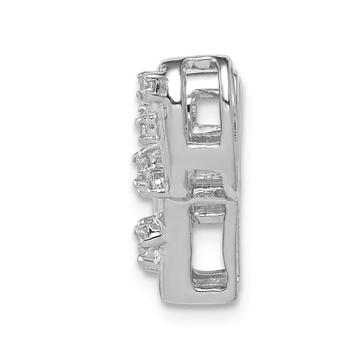 Rhodium Over 14k White Gold Diamond Cactus Pendant