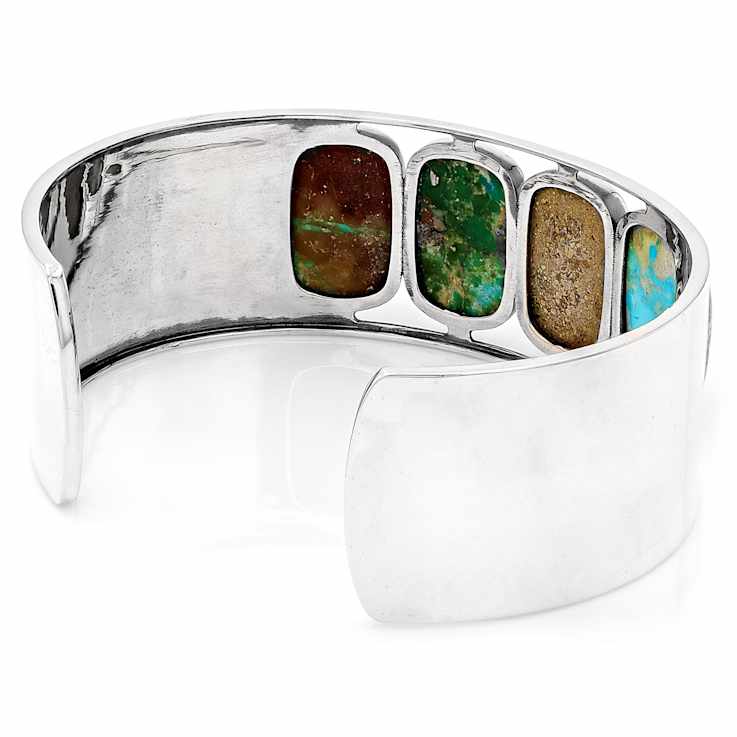Large Turquoise Cuff Bracelet In Sterling Silver