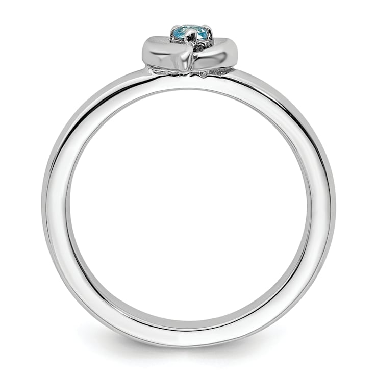Sterling Silver Stackable Expressions Blue Topaz Heart Ring 0.08ctw