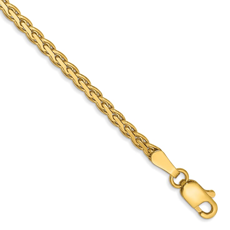 14k Yellow Gold 2.3mm Flat Wheat Link Bracelet