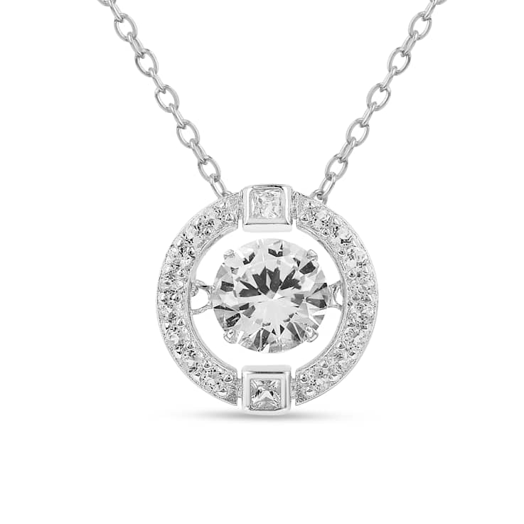 Lab Created White Sapphire and White Topaz Rhodium Over Sterling Silver Necklace