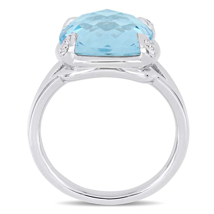 9ctw Sky Blue and White Topaz Split Shank Cocktail Ring in Sterling Silver