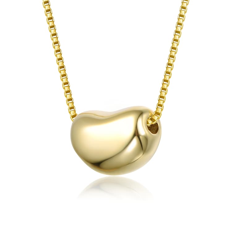 Bean Shaped Pendant Necklace In 14K Gold Over Sterling Silver