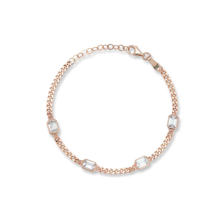Sterling Statements 14K Rose Gold Over Sterling Silver Emerald CZ
Station Bracelet
