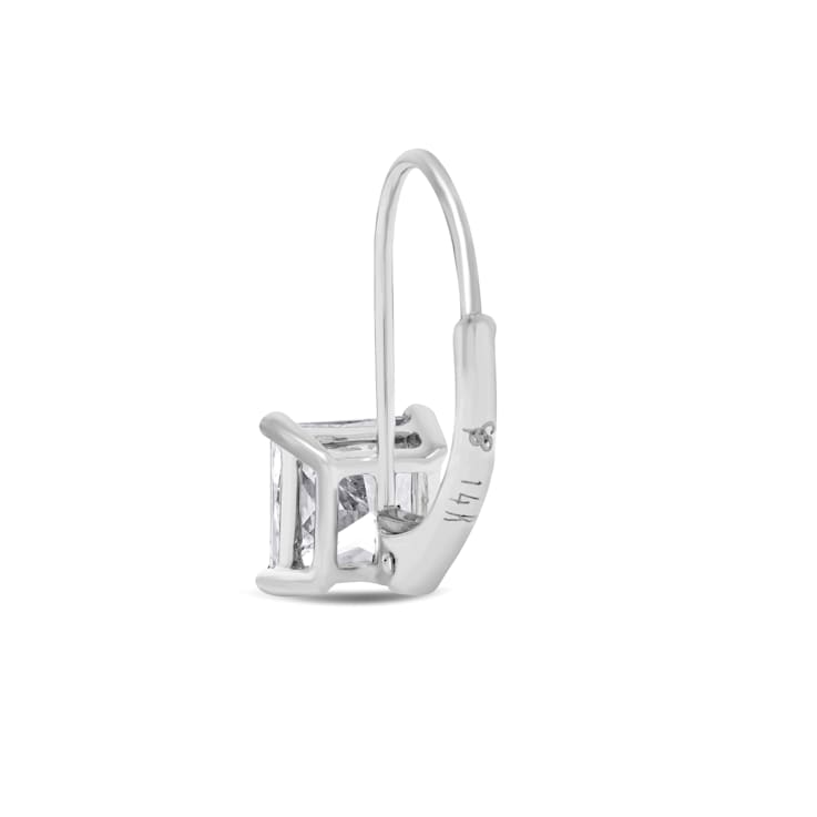 White Cubic Zirconia 14k White Gold Earrings With Velvet Gift Box 1.00ctw