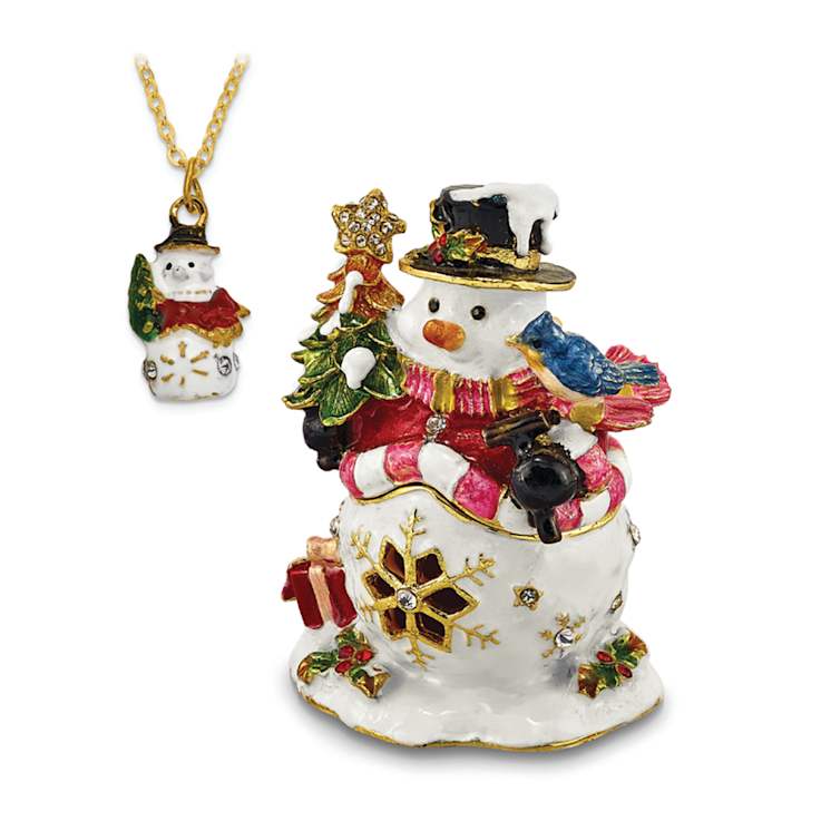 HOLLY JOLLY Snowman Trinket Box