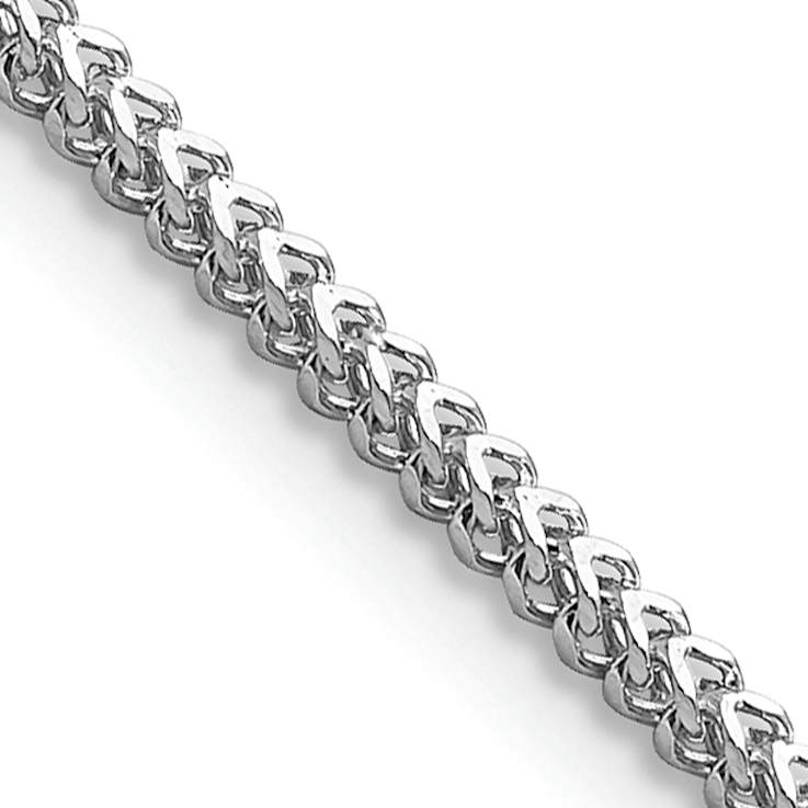Rhodium Over 14k White Gold 1.4mm Solid Franco 20 Inch Chain