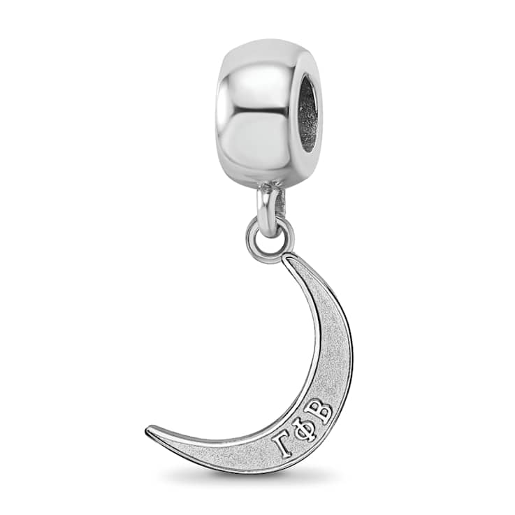 Rhodium Over Sterling Silver LogoArt Gamma Phi Beta Crescent Moon Bead