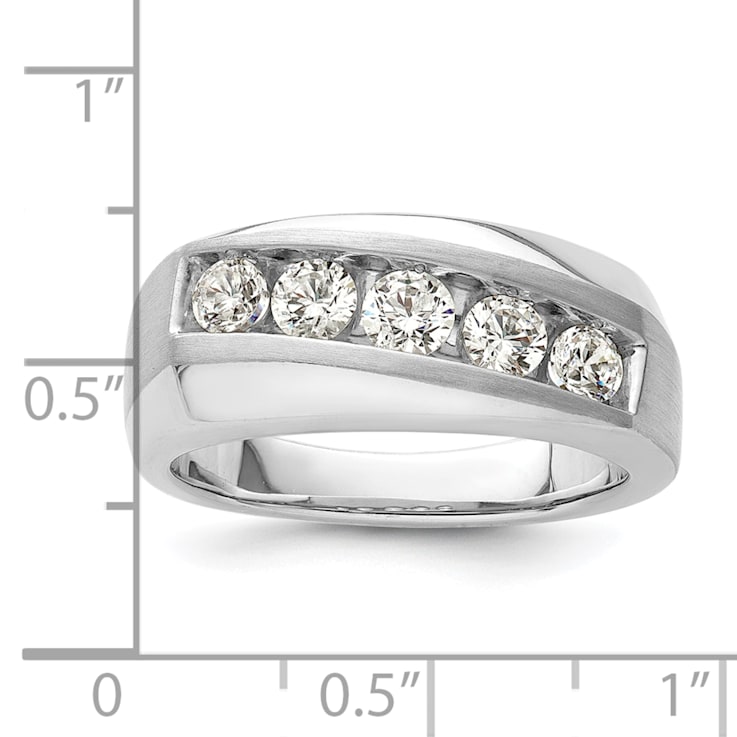Rhodium Over 10K White Gold Lab Grown Diamond SI1/SI2, G H I, Men's
5-Stone Ring